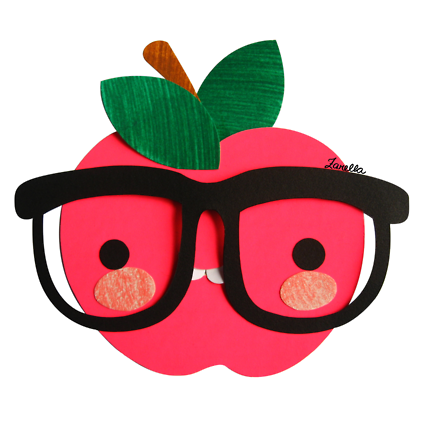 Fruit, Character Design, And Collage Image - Nerdy Apple (500x452)