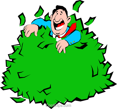 Cartoon Man Rolling In Money Royalty Free Vector Clip - Man Rolling In Money (480x447)