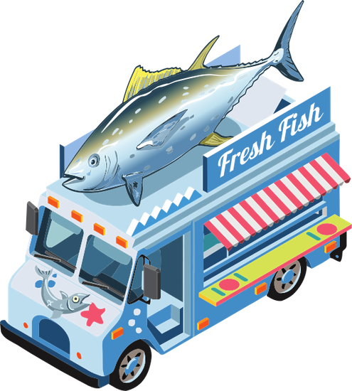 Isometric Food Truck - Atlantic Bluefin Tuna (495x550)