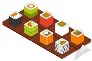 The Set Of Rolls On A Wooden Stand - Seafood (400x400)