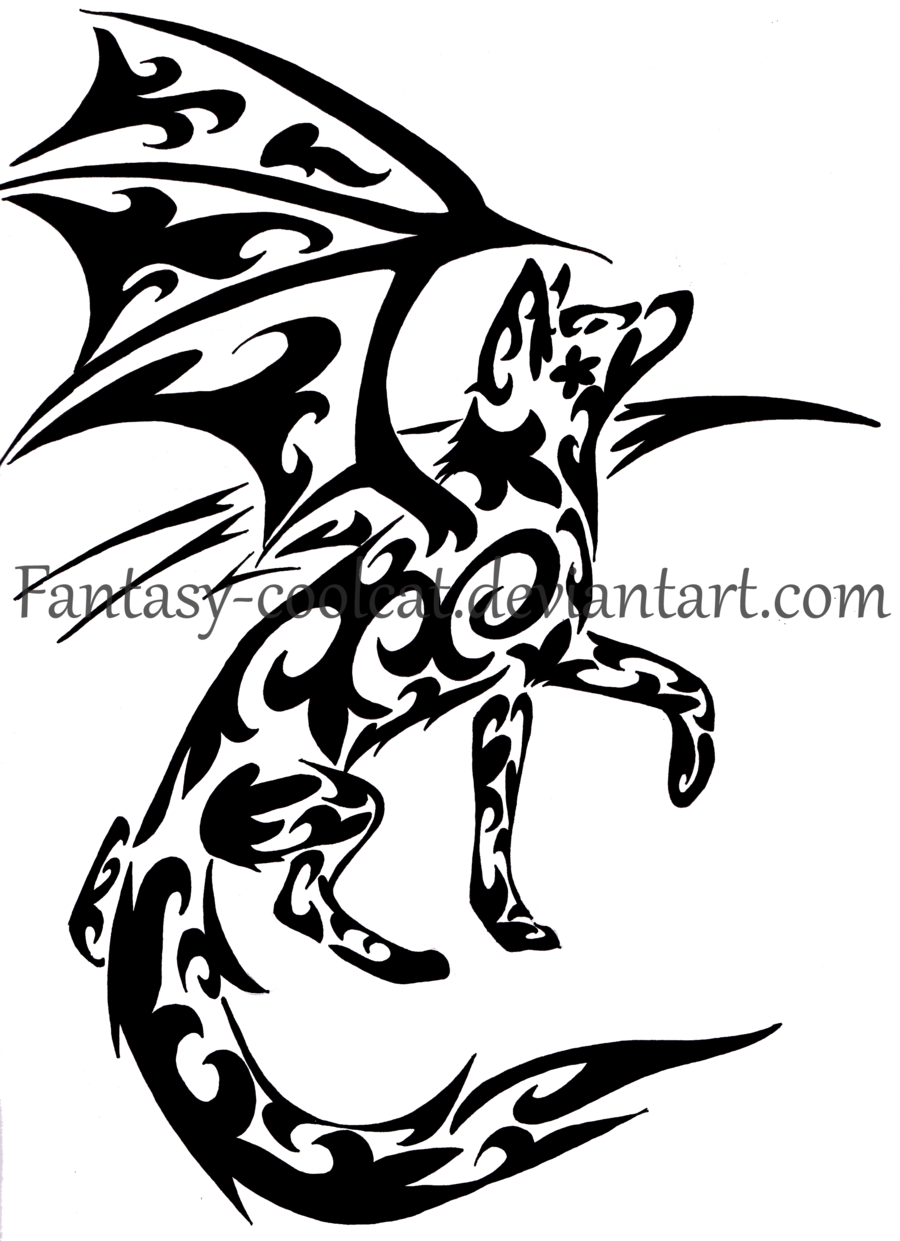 Winged Wolf Flowers And Leaves By Fantasy Coolcat - Winged Wolf Tribal (900x1241)