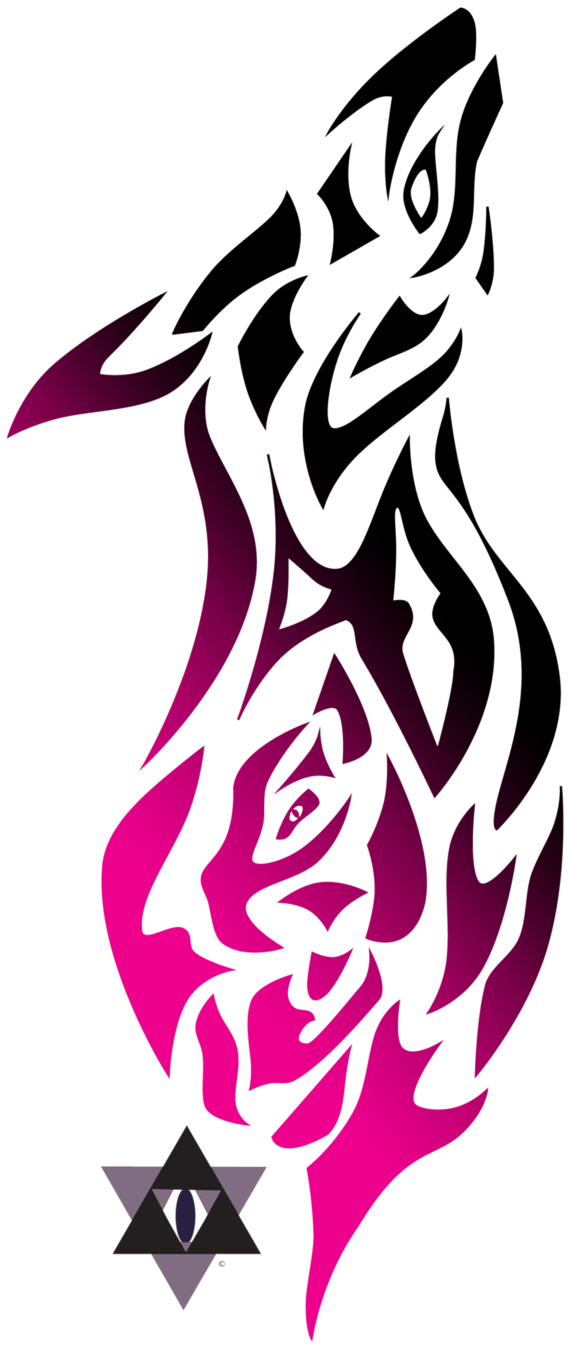 Tribal Wolf And Cat By Slayerxiena - Tribal Husky Drawings (588x1357)