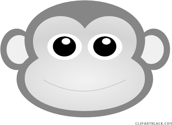 Baby Boy Monkey Animal Free Black White Clipart Images - Cute Monkey Face Clipart (600x429)