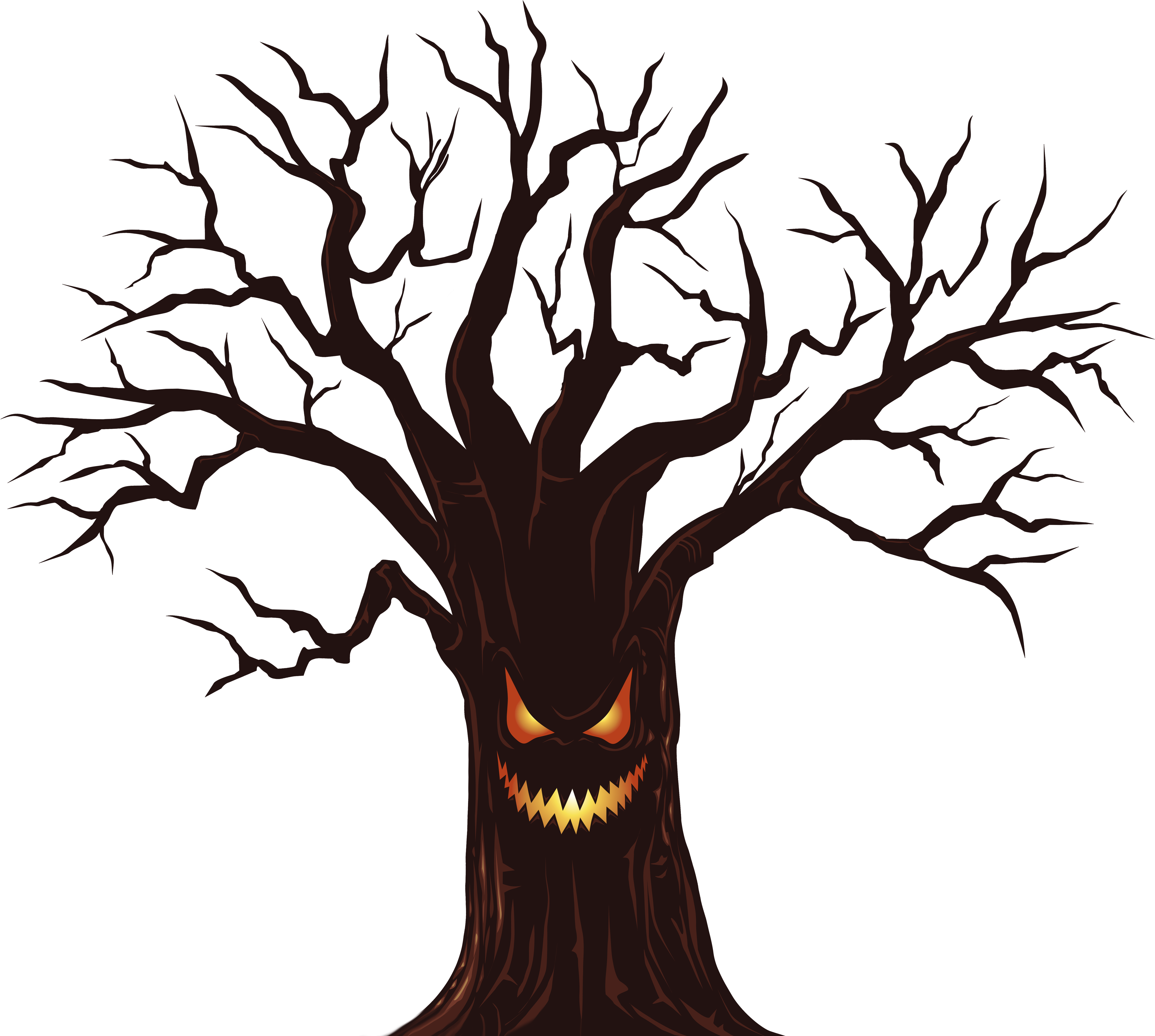 Halloween Spooky Tree Png Clipart Image - Scary Tree Cartoon Png (6296x5513)