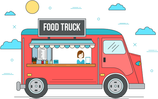 Cartoon Logo Design Food Truck Cartoon Logos And Mascots - Food Truck Cartoon Png (507x400)