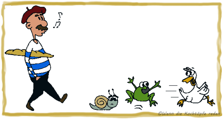 Französische Klischees -rette Sich Wer Kann Da Kommt - Cartoon (743x404)