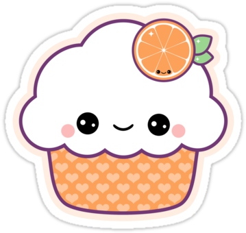Cute Orange Cupcake" Stickers By Sugarhai - Cute Cupcakes With Faces (375x360)