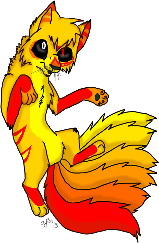 Kawaii Fire Kitsune - Cartoon (794x1006)