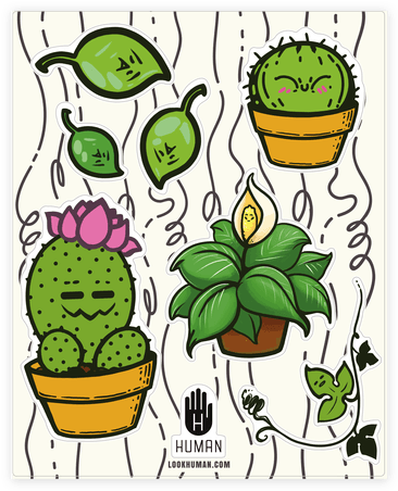 Kawaii Plant Sticker/decal Sheet - Sticker (484x484)