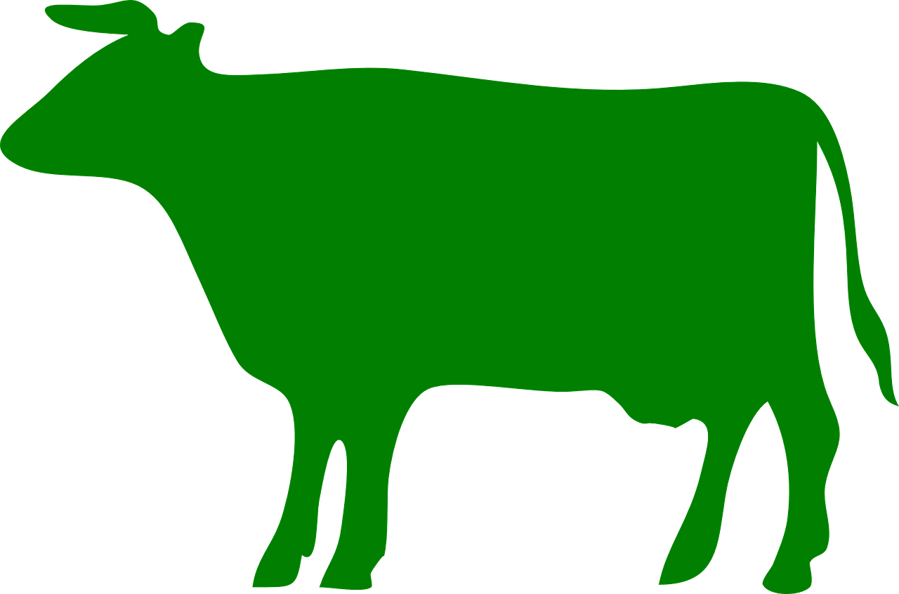 Kuh, Bauernhof, Tier, Rinder, Molkerei - Green Cow Silhouette (1280x846)