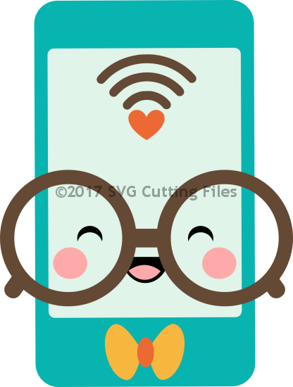 Kawaii Nerdy Smart Phone - Kawaii Phone Clipart Png (416x550)