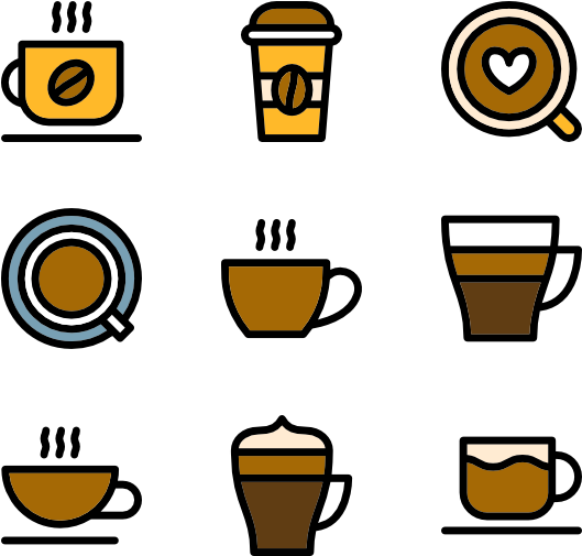 Linear Cups Of Coffee - Coffee Cup Icon Png (600x564)