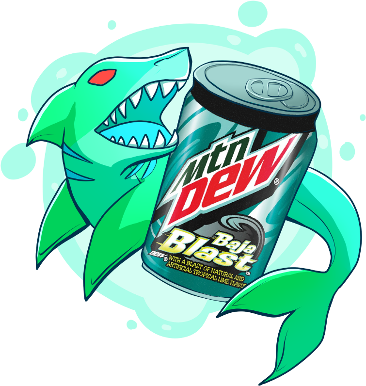 Baja Blast Shark By Angel-hawk - Mountain Dew White Out (800x835)