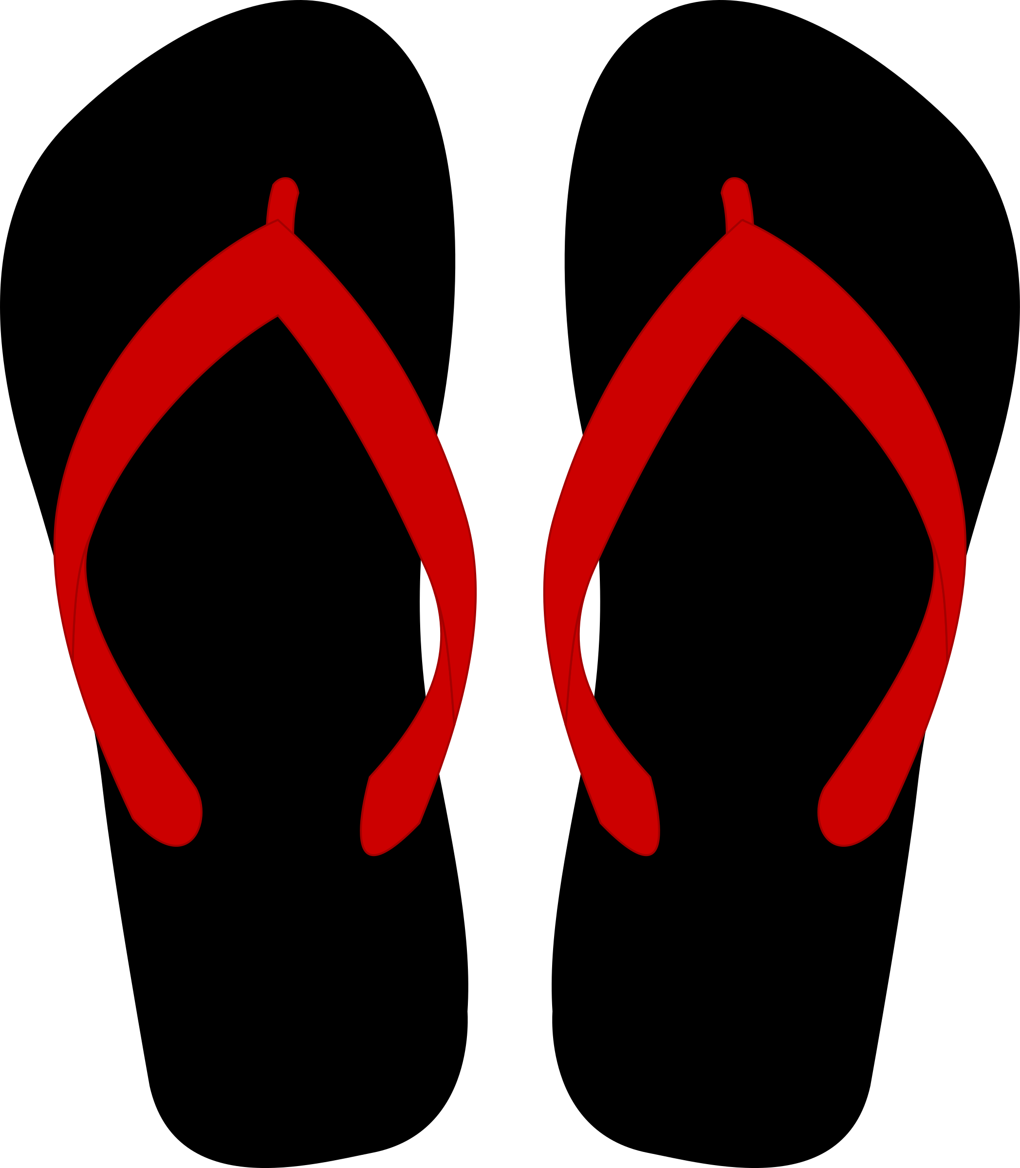 Black And Red Flip Flops (2095x2400)