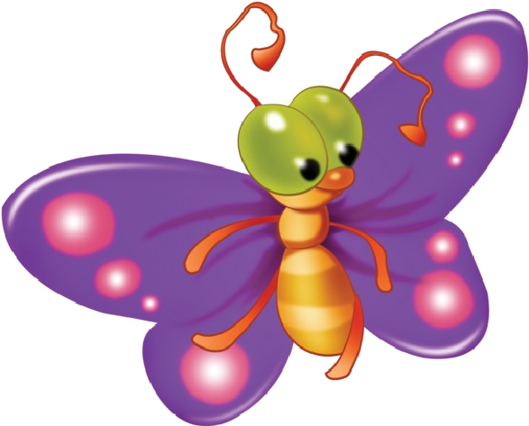 Cute Butterfly Cartoon Clip Art Images On A Transparent - Butterfly Clipart With Transparent Background (600x600)