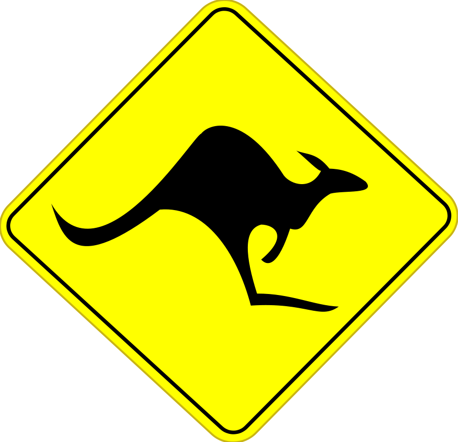 Road Trip Clipart - Kangaroo Warning Sign (900x869)