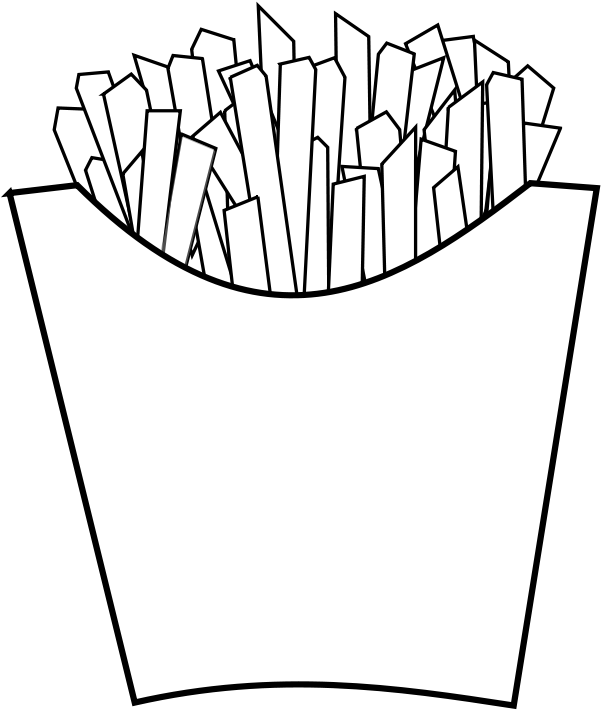Free French Fries Line Art - French Fries Coloring Pages (618x800)