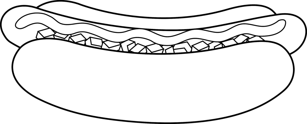 Advertisement - Black And White Hot Dog Clip Art (1024x413)