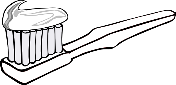 Toothbrush Clipart Black And White - Desenho De Escova Dental (600x289)