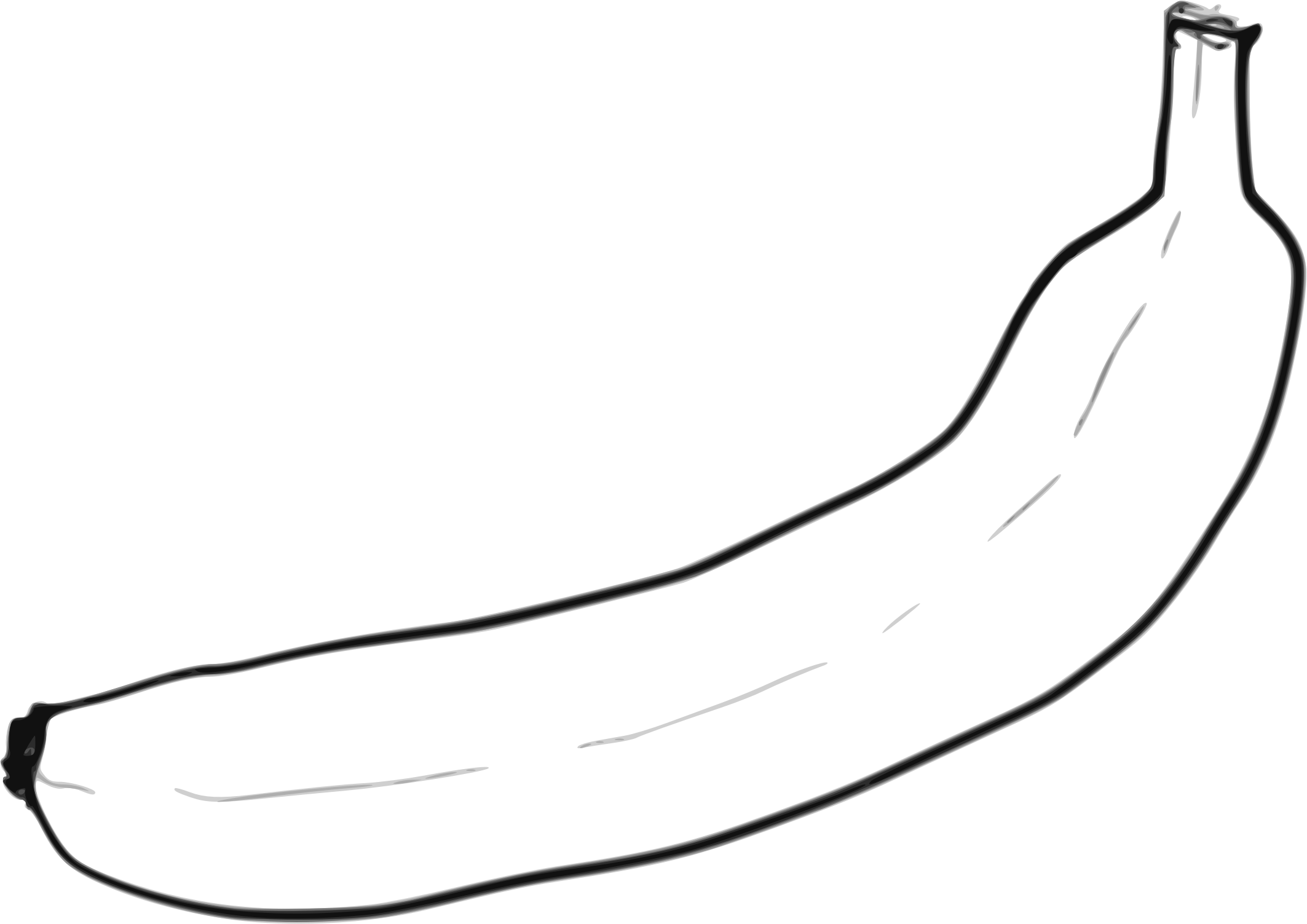 Single Line Art Banana - Banana Clipart Black And White (2126x1503)