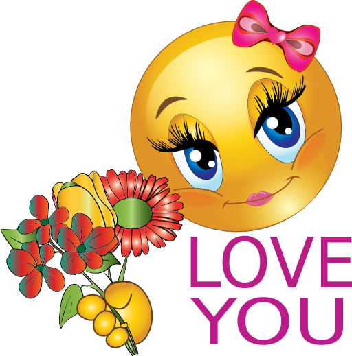 Love Smiley With Flowers - Kiss Stickers For Facebook (512x519)