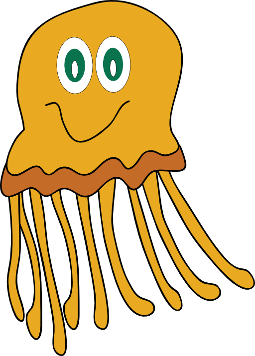 Cute Jellyfish Clipart - Orange Jellyfish Clipart (512x715)