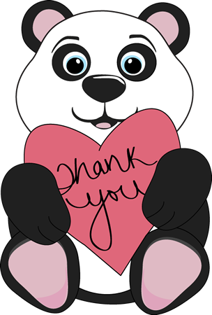 Panda Bear Thank You - Panda Thank You Clipart (304x450)