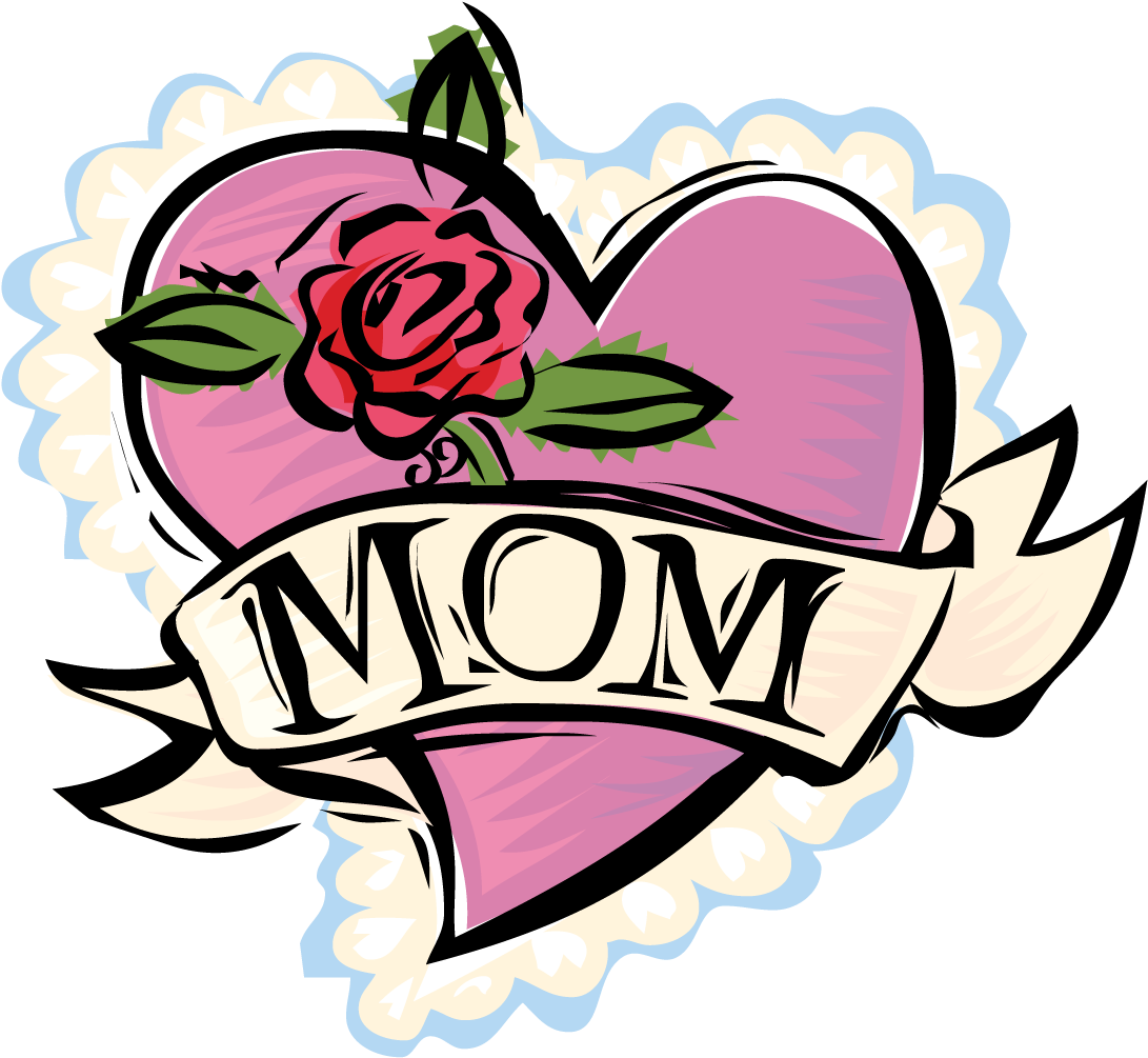 Mothers Day Clipart - Mom Heart And Rose (1200x1200)