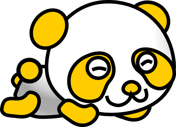 Golden Panda Clip Art - Happy Panda (laying Down) Round Ornament (600x435)