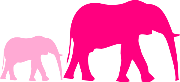 Pink Baby Shower Elephant Mom Clipart Panda - Elephant Clip Art (600x274)