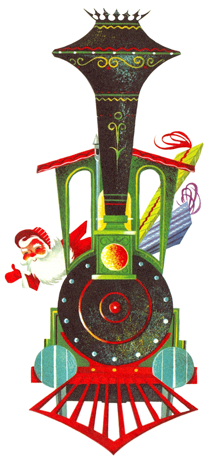 Vintage Graphic Of Christmas Train - Christmas Card (467x987)