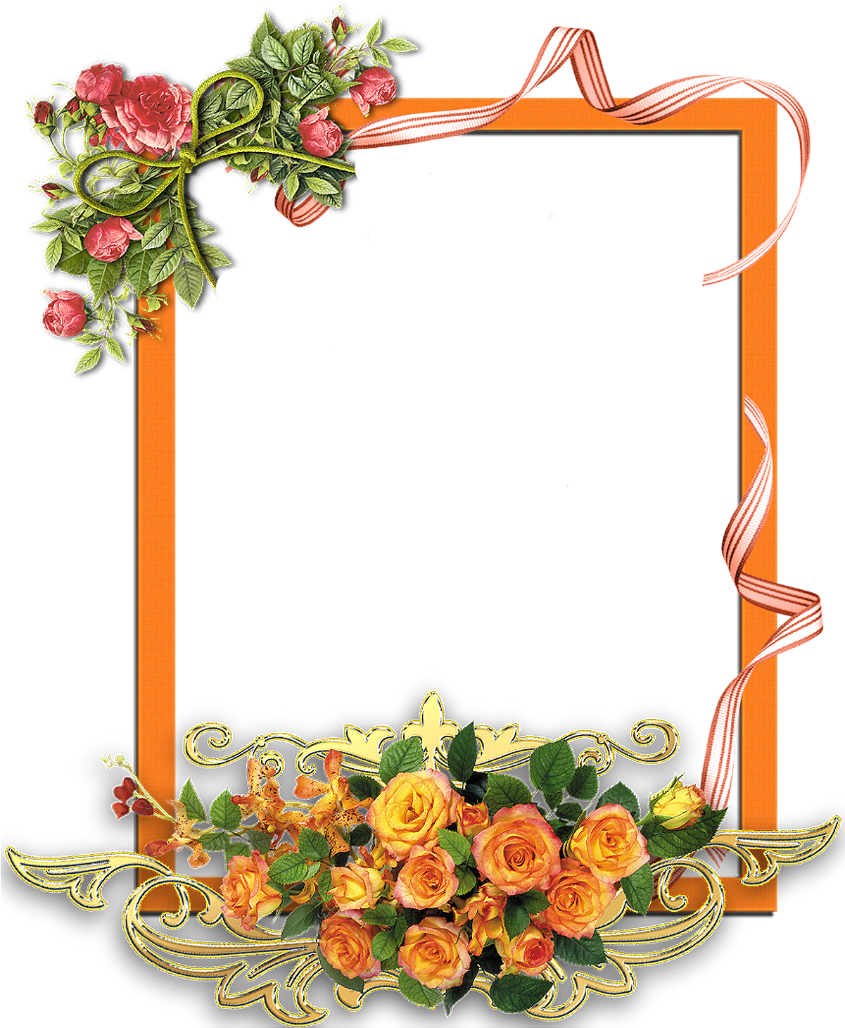 Png Frame With Flowers On A Transparent Background - Flower Frame Png (1200x1600)