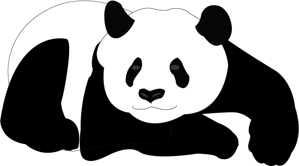 Giant Panda Bear Clip Art - Black And White Clip Art Panda (1220x913)