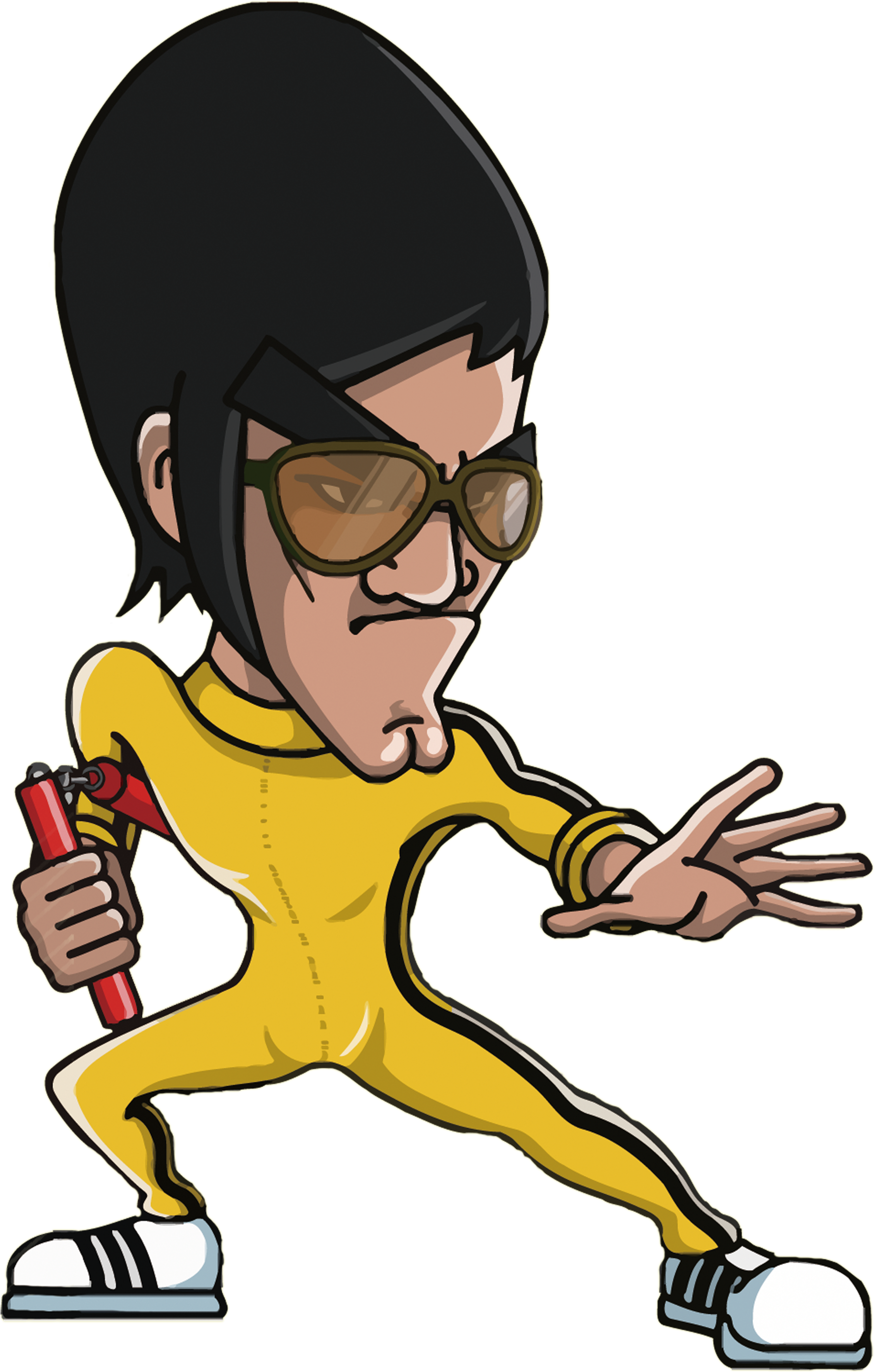 T-shirt Costume Kung Fu Cartoon Cosplay - Bruce Lee Cartoon Png (1969x2795)