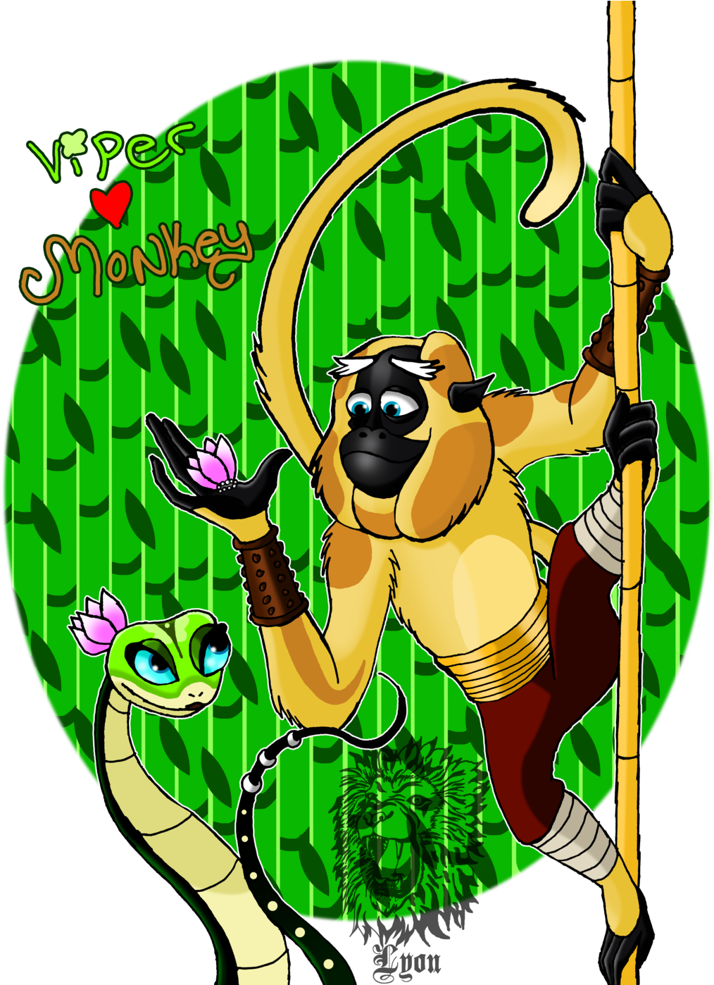 Monkey And Viper Got Your Lotus By Thebig Chillqueen - Kung Fu Panda Monkey X Viper (1024x1397)