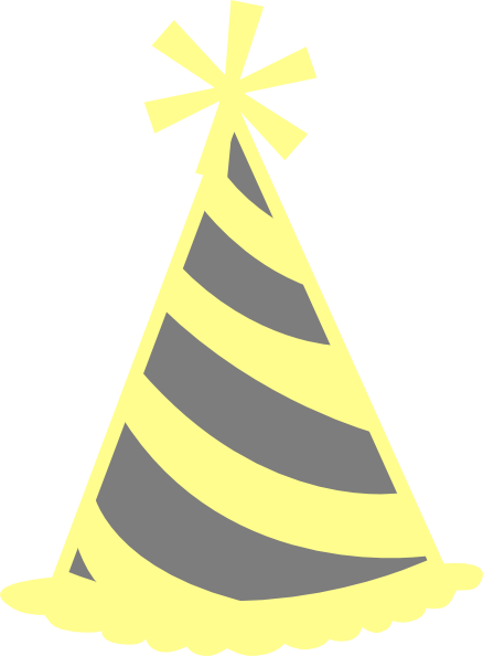 Yellow Gray Party Hat Clip Art At Clker - Yellow Party Hat Vector (438x594)