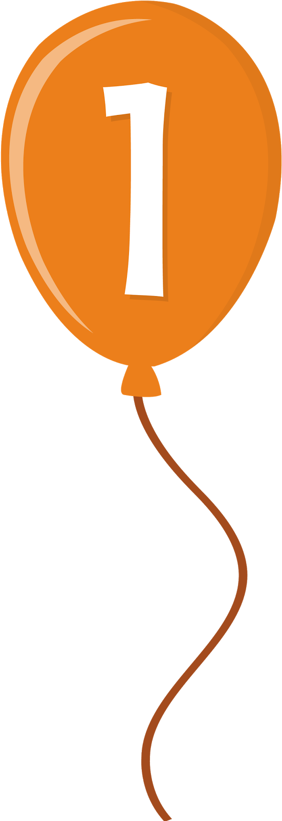 Orange Clipart Baloon - Balloon With Number 1 Clipart (638x1600)
