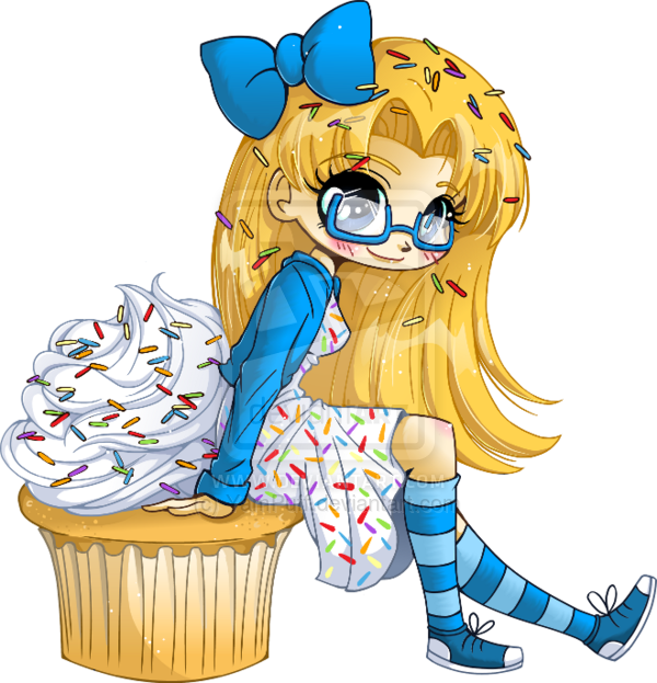Very Vanilla Cupcake Girl - Anime Cupcake Girl Png (600x623)
