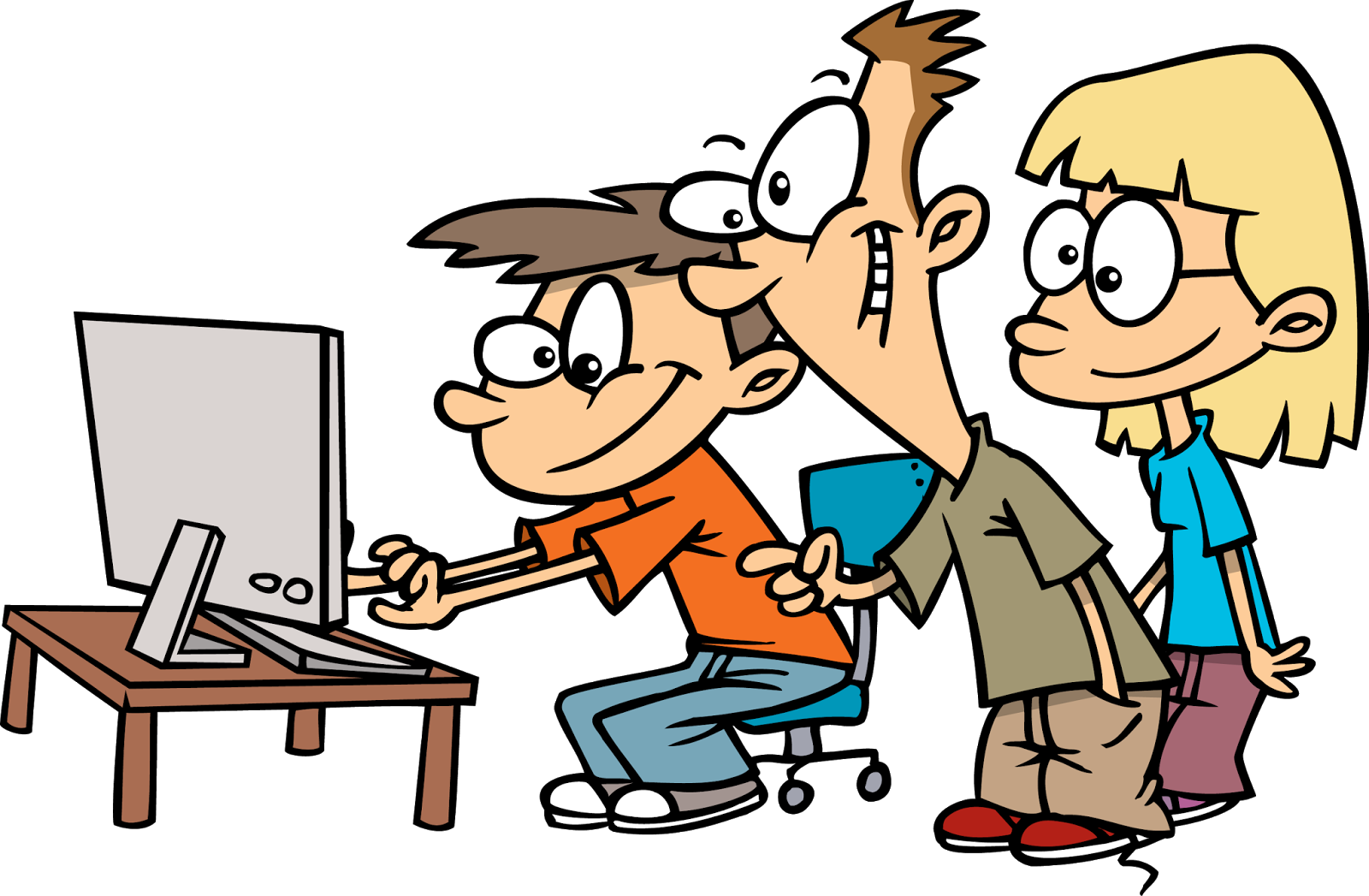 Group Work Classroom Clipart Cliparts - Cartoon People On Computers (1600x1047)