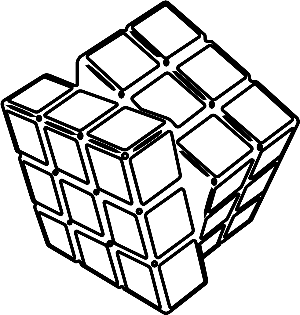Images For Ice Cube Clipart Black And White - Rubiks Cube Coloring Page (999x1051)