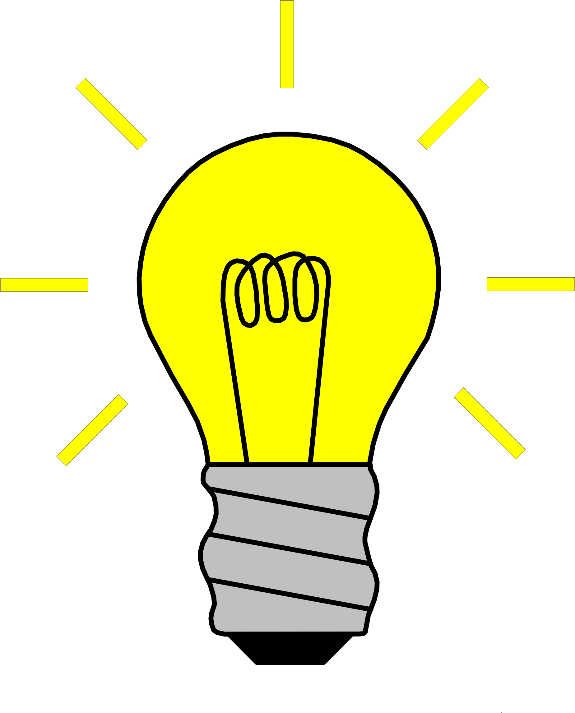 Clipart Light Bulb - Light Bulb Clip Art Transparent (1955x2400)