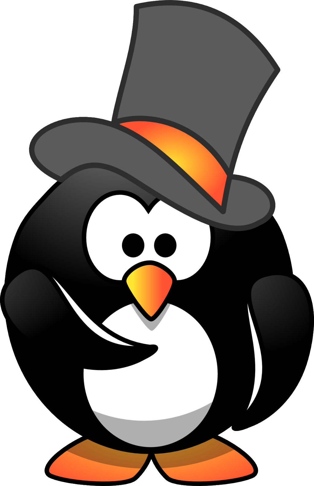 Top Hat Clipart Small - Penguin Cartoon With Hat (1024x1581)