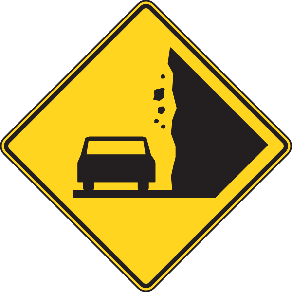 Free Vector Falling Rocks Sign Clip Art - Señales De Seguridad En Carreteras (600x600)