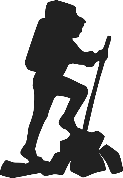 Mountain Hiking Clip Art - Hiker Clipart (414x598)