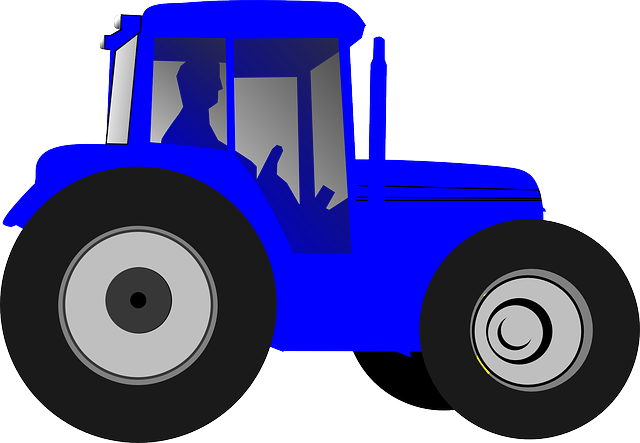 Tractor Farmer Drive Blue Silhouette Big T - Tractor Clip Art Free (640x443)