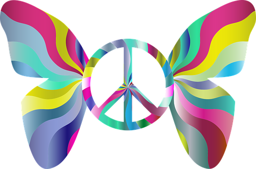 Sixties, 1960's, 1960s, 60's, 60s - Butterfly Peace Sign (513x340)
