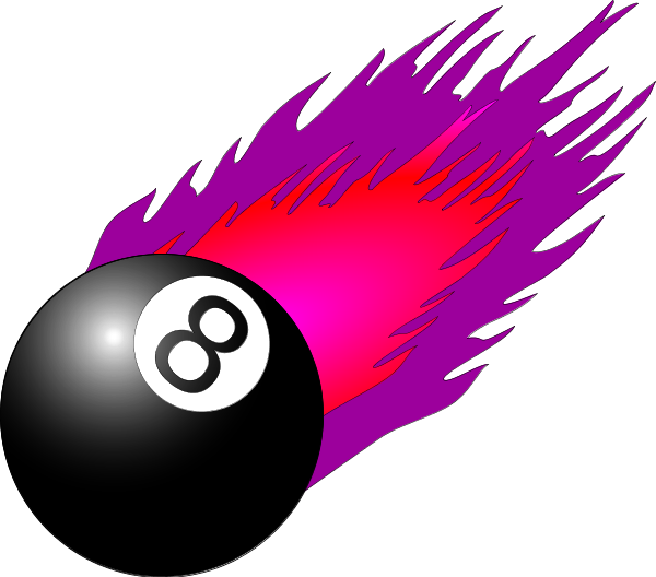 8 Ball Pool Clipart - Flames Clip Art (600x528)