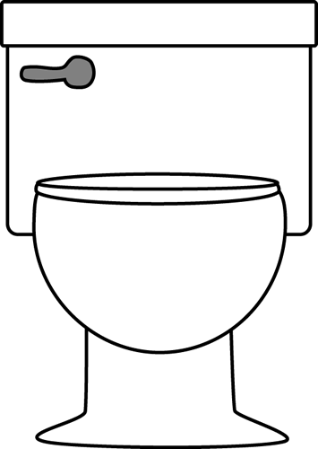 Toilet Clipart Black And White - Toilet Black And White (355x500)
