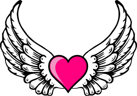 Female Angels With Wings Angel Halo Clip Art - Draw A Heart With Wings (476x333)