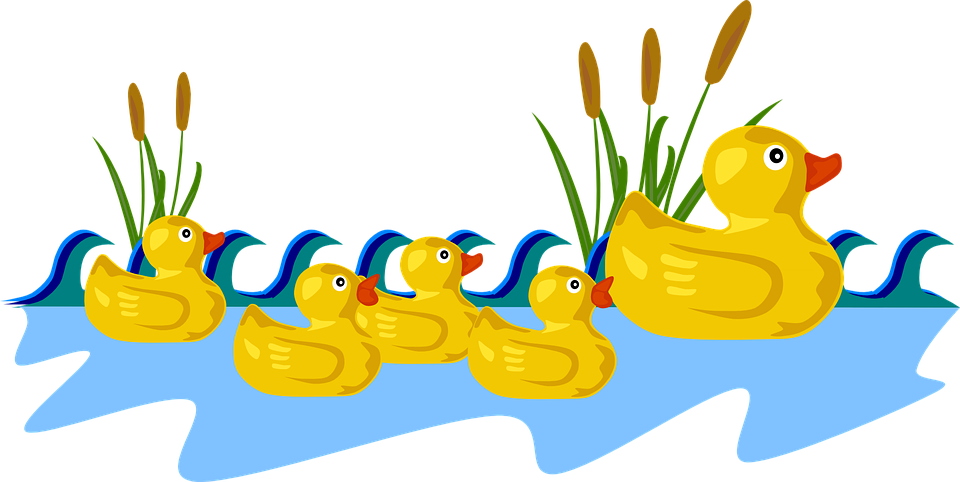 Ente Schwimmen Spielzeug Gummi Babys Quiet - 5 Little Ducks Clipart (960x482)